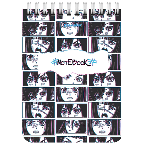 Блокнот МАЛЫЙ ФОРМАТ А6, 108х145 мм, 40 л., гребень, картон, клетка, BRAUBERG, "Anime emotions", 114392