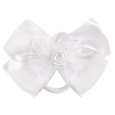 Бант для волос 8х10 см, 10х12 см, 8 см на резинке, белый, АССОРТИ, MONTE VITA (МОНТЕ ВИТА), 457117