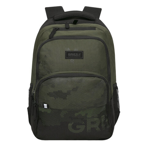 Рюкзак GRIZZLY школьный, анатомическая спинка, 2 отделения, для мальчиков, "MILITARY", 45х32х23 см, RU-330-7/3