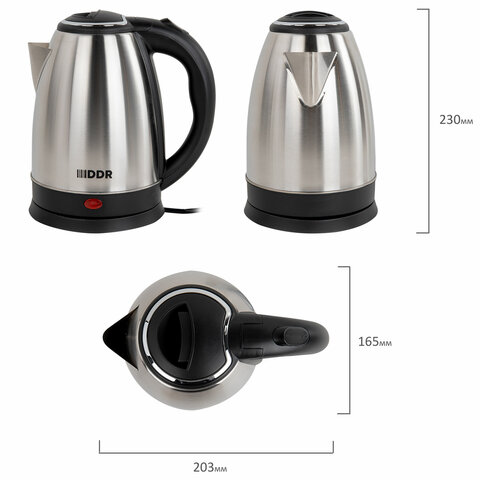 Чайник 1,8 литра, 1500 Вт, закрытый элемент, нержавеющая сталь, DDR (ДДР) DKT-188, 456982
