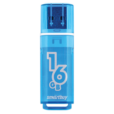 Флеш-диск 16 GB, SMARTBUY Glossy, USB 2.0, синий, SB16GBGS-B
