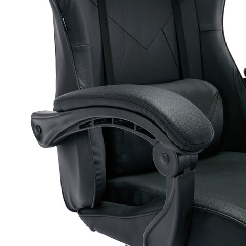 Кресло компьютерное BRABIX "Dexter GM-135", подножка, две подушки, экокожа, черное, 532800