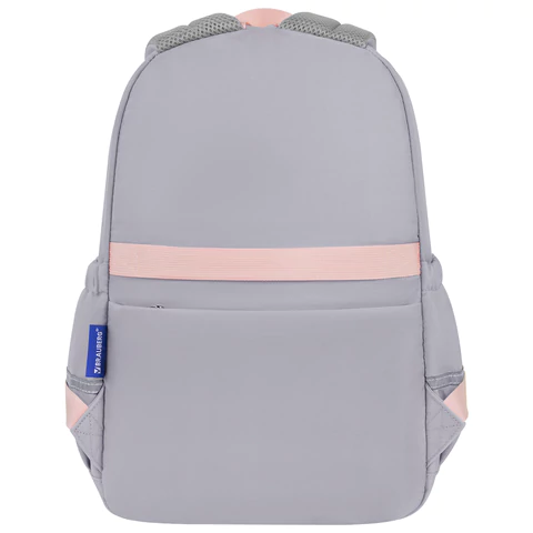 Рюкзак BRAUBERG PASTEL с термонашивками в комплекте, "Sweet paws", серый, 40х29х14 см, 272064