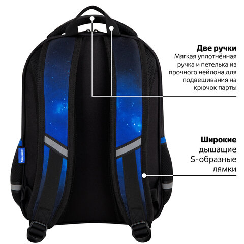 Рюкзак BRAUBERG OPTIMA, 2 отделения, с брелоком, "Brave astronaut", 3D-панель, 36х27х18 см, 273159