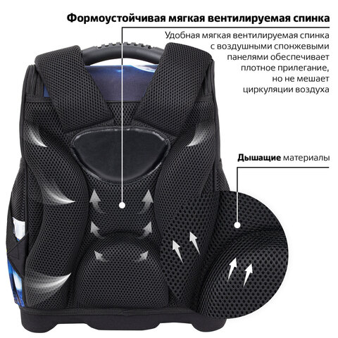 Ранец ЮНЛАНДИЯ WISE, 1 отделение, 3 кармана, устойчивое дно, Space driver, 37х29х15 см, 273163