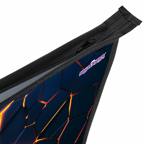 Папка для тетрадей ЮНЛАНДИЯ А4, 1 отделение, пластик, на молнии, "Volcano split", 273350