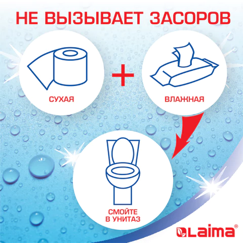 Бумага туалетная влажная смываемая, 30 шт., БИОРАЗЛАГАЕМАЯ, с экстрактом алоэ вера, LAIMA, 128082