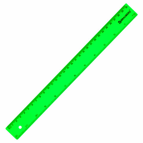 Линейка пластиковая 30 см, BRAUBERG, неоновая, ассорти, 210839