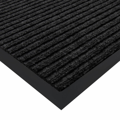 Коврик придверный 60х90 см, ЧЕРНЫЙ, влаго-грязезащитный, 450 г/м2, ребристый, PRIMILA (ПРИМИЛА) EXTRA, 701029
