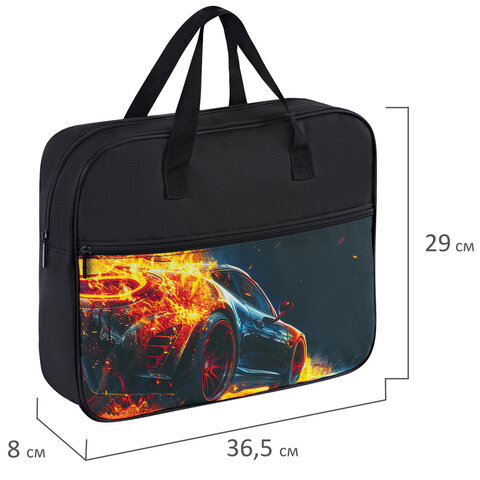 Папка на молнии с ручками BRAUBERG А4, 1 отделение, карман на молнии, 80 мм, "Speed increase", 273312