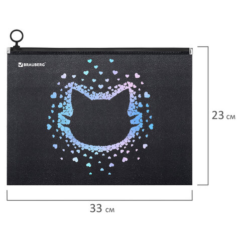 Папка для тетрадей BRAUBERG А4, 1 отделение, пластик, на zip-lock молнии, "Pretty face", 273319