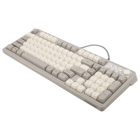 Клавиатура проводная бесшумная USB, 102+98 клавиш, LED-подсветка, SONNEN K620, слоновая кость / серая, 513950