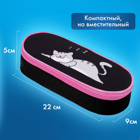 Пенал-футляр BRAUBERG, 1 отделение, органайзер, полиэстер, 22x9х5 см, "Don't wake up", 272311