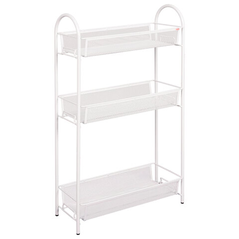 Этажерка "Ладья-13" офисно-бытовая 3 яруса, металл, белая, 43х17х75,5 см, Э 399 Б