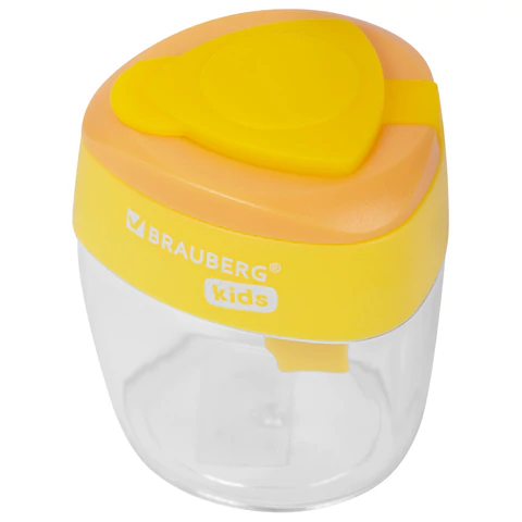Точилка BRAUBERG KIDS "MAXI", 2 отверстия, с большим контейнером, трехгранный корпус, цвета ассорти, 271945