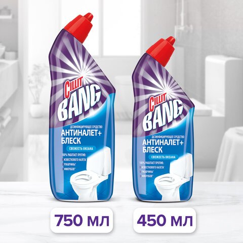 Средство для уборки туалета дезинфицирующее 750 мл CILLIT BANG "Антиналет+Блеск", Свежесть океана, 07813, 8149771