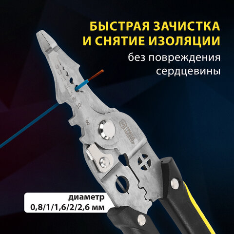Плоскогубцы многофункциональные 17 в 1, 210 мм, нержавеющая сталь AISI420, ГРАНДМАСТЕР, PL-210, 671263