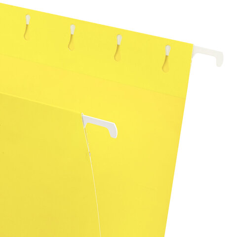 Подвесные папки А4 (350х240 мм) до 80 л., КОМПЛЕКТ 10 шт., желтые, картон, STAFF, 270930