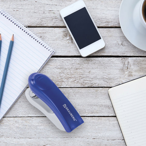 Степлер №24/6, 26/6 BRAUBERG "Original", до 25 листов, синий, 222534