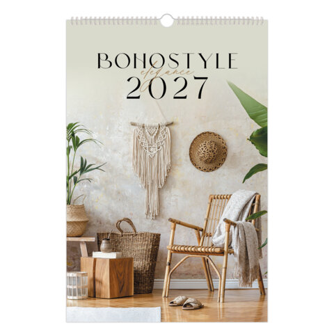 Календарь на гребне с ригелем 2027 г., 30х45 см, BRAUBERG, "Бохо", 118376