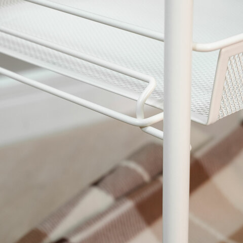 Этажерка офисно-бытовая "Ладья-33КС", 650х450х300 мм, 2 яруса + столик, металл, белая, Э 356 Б