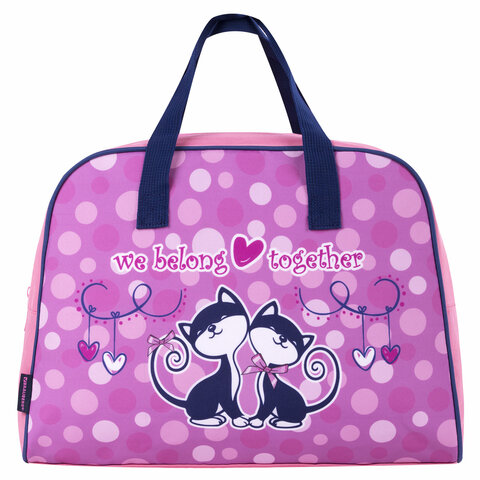 Сумка для занятий BRAUBERG с ручками, 35x25x15 см, "Friendly kittens", 271589