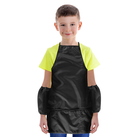 Фартук с нарукавниками для уроков труда ПИФАГОР, 3 кармана, стандартный размер, 44x55 см, черный, 273755