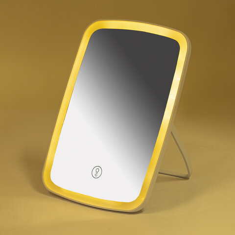 Зеркало настольное с LED-подсветкой для макияжа, 24х17 см, 3 режима свечения, аккумулятор 800 mAh, цвет белый, WBZ (ВБЗ), 609333