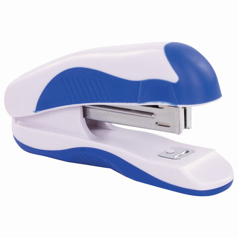 Степлер №10 BRAUBERG "JET PRO", до 12 листов, эргономичный, бело-синий, 228582
