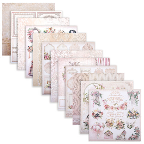 Бумага для скрапбукинга 30х30 см "Свадебный", двусторонняя, 12 листов, 180 г/м2, ОСТРОВ СОКРОВИЩ, 665435