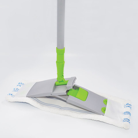 Швабра с флаундером 40 см, телескопический черенок 70-120 см, еврорезьба, МОП микрофибра/абразив (тип К), ЛЮБАША, 605029