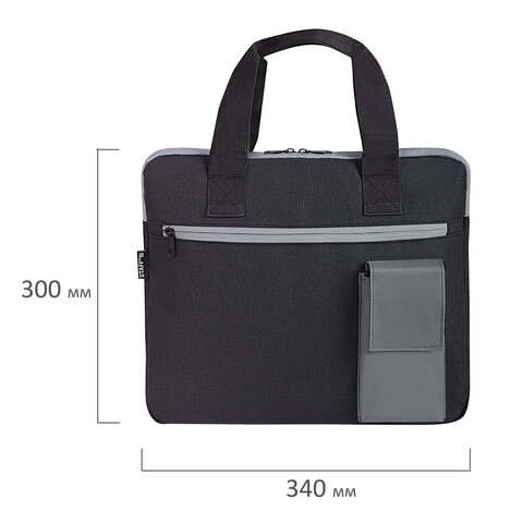 Сумка для документов STAFF DELEGATE на молнии, два кармана, полиэстер, черная/серая, 30х34х2 см, 272619