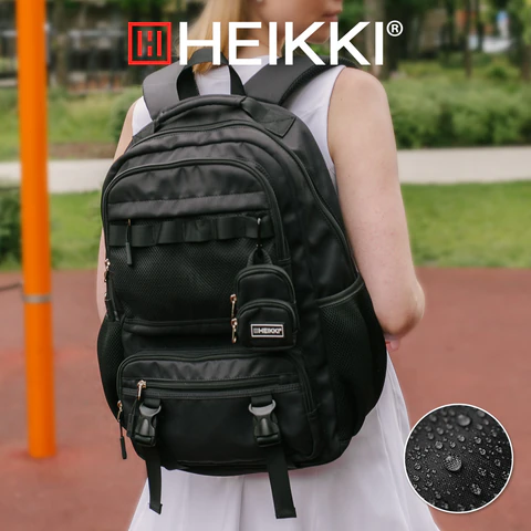 Рюкзак HEIKKI FUSION (ХЕЙКИ) универсальный, отделение для ноутбука, с КОШЕЛЬКОМ, черный, 44х31х14 см, 273864