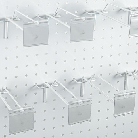 Крючки металлические с ценникодержателями на перфорированную стойку, КОМПЛЕКТ 10 шт., 505591