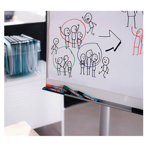 Маркеры для бумажного флипчарта EDDING 380, НАБОР 4 ЦВЕТА, НЕПРОПИТЫВАЮЩИЕ, 1,5-3 мм, E-380/4S