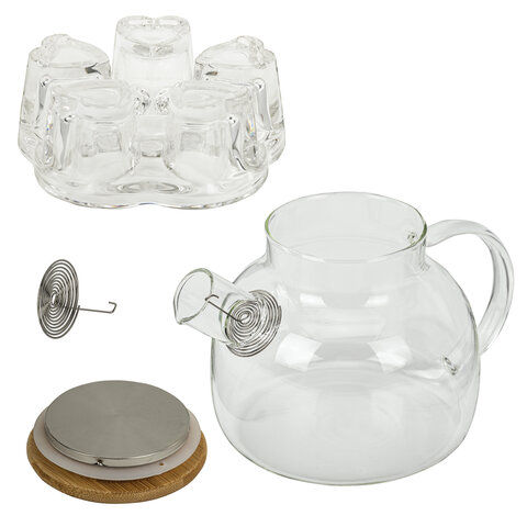Чайник заварочный 900 мл "Бочонок", жаропрочное стекло, подставка для свечи, сито, DASWERK (ДАСВЕРК), 608646