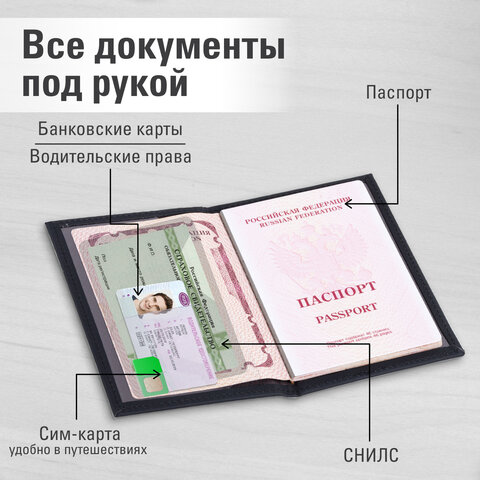 Обложка для паспорта "Passport map", экокожа soft-touch, черная, STAFF, 238760