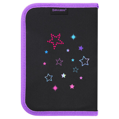 Пенал BRAUBERG с наполнением, 1 отделение, 1 откидная планка, 24 предмета, 21х14 см, "Radiant unicorn", 273532