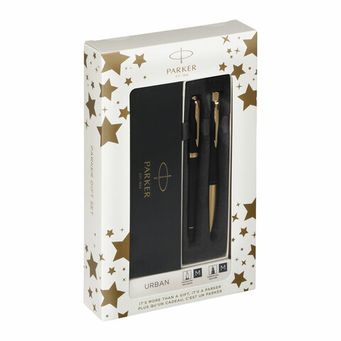 Набор PARKER "Urban Black GT": шариковая ручка синяя и перьевая ручка синяя, 2093381