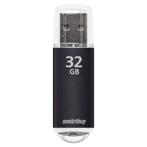 Флеш-диск 32 GB, SMARTBUY V-Cut, USB 2.0, металлический корпус, черный, SB32GBVC-K