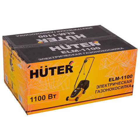 Газонокосилка сетевая HUTER ELM-1100, 1100 Вт, 3100 об./мин, ширина скашивания 32 см, 70/4/2