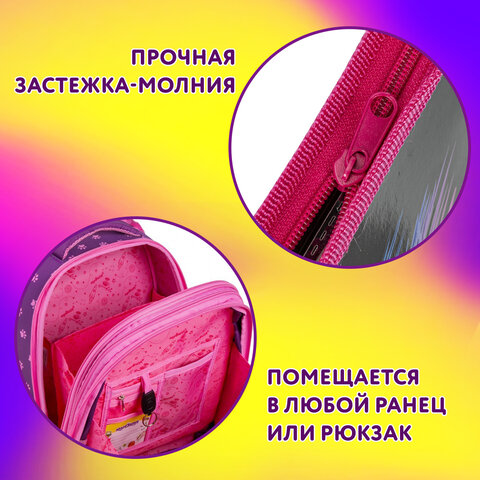 Папка для тетрадей ЮНЛАНДИЯ А4, 1 отделение, картон/пластик, конгрев, на молнии, "Neon Zebra", 271444