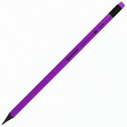 Набор карандашей чернографитных BRAUBERG "ULTRA COLOR" 4 шт., HB, с ластиком, пластиковые, 181709