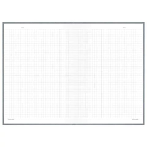 Блокнот БОЛЬШОЙ ФОРМАТ 200х290 мм, А4, 80 л., твердый, клетка, BRAUBERG "Minimal", серый, 116433