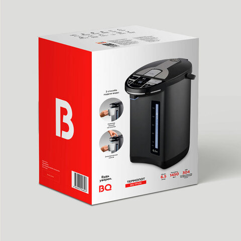 Термопот на 6,5 литра, 2 режима подачи воды BQ (БИ-КЬЮ) TP536, 1450 Вт, 5 температурных режимов, металл, 86189885