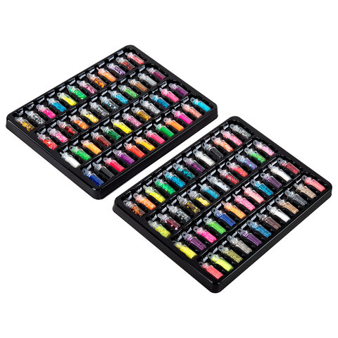 Блестки для декора НАБОР 96 видов по 2 грамма, в стеклянных тубах, ОСТРОВ СОКРОВИЩ, 665682