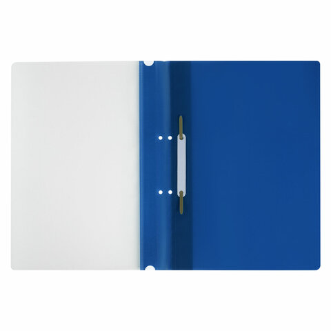 Скоросшиватель пластиковый с перфорацией STAFF, А4, 100/120 мкм, синий, 271719