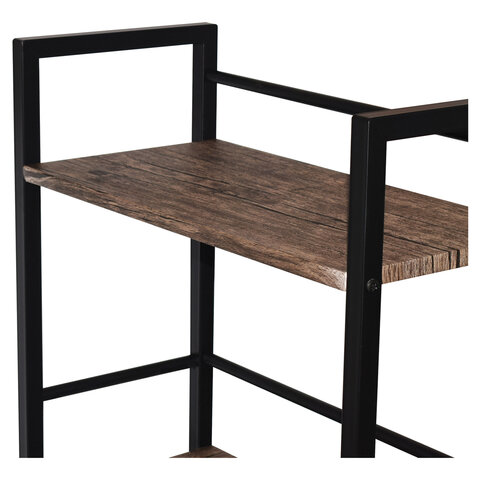 Стол на металлокаркасе BRABIX "LOFT CD-005", 1200х520х1200 мм, 3 полки, цвет морёный дуб, 641221