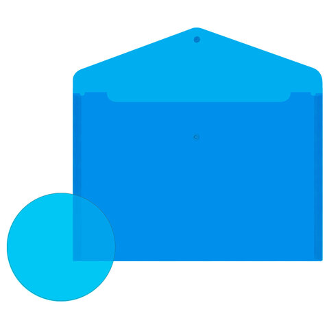 Папка-конверт с кнопкой прозрачная А4, BRAUBERG "UNIVERSAL", до 100 листов, синяя, 0,15 мм, 273071