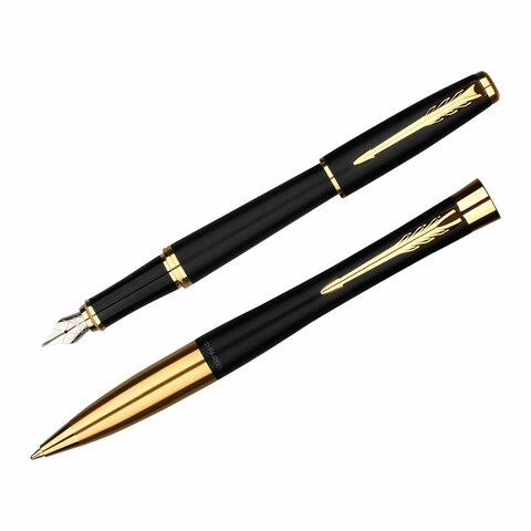 Набор PARKER "Urban Black GT": шариковая ручка синяя и перьевая ручка синяя, 2093381